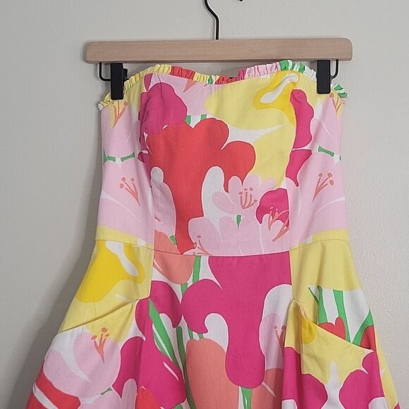 Lilly Pulitzer Lavish Lilly's Place Blossom Floral Strapless Size 2 - Picture 4 of 11